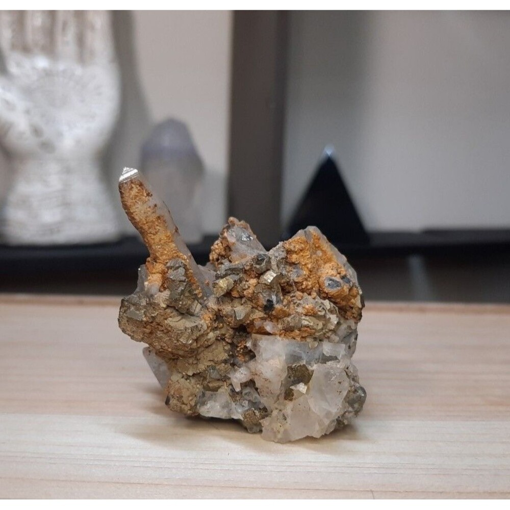 Natural Multi-Mineral Cluster: Quartz, Pyrite, Sphalerite with Golden Limonite - Picture 4 of 7